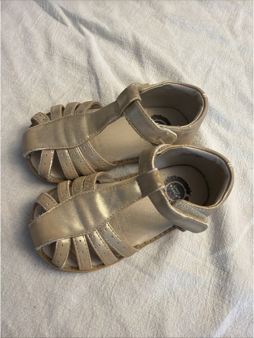 livie and luca Classic Fisherman Toddler Sandals Gold Size 8m